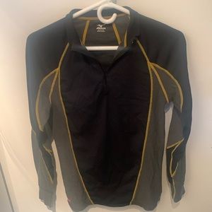 Mizuno Breath Thermo Quarter Zip Athletic Black w/ gold and grey trim SZ M